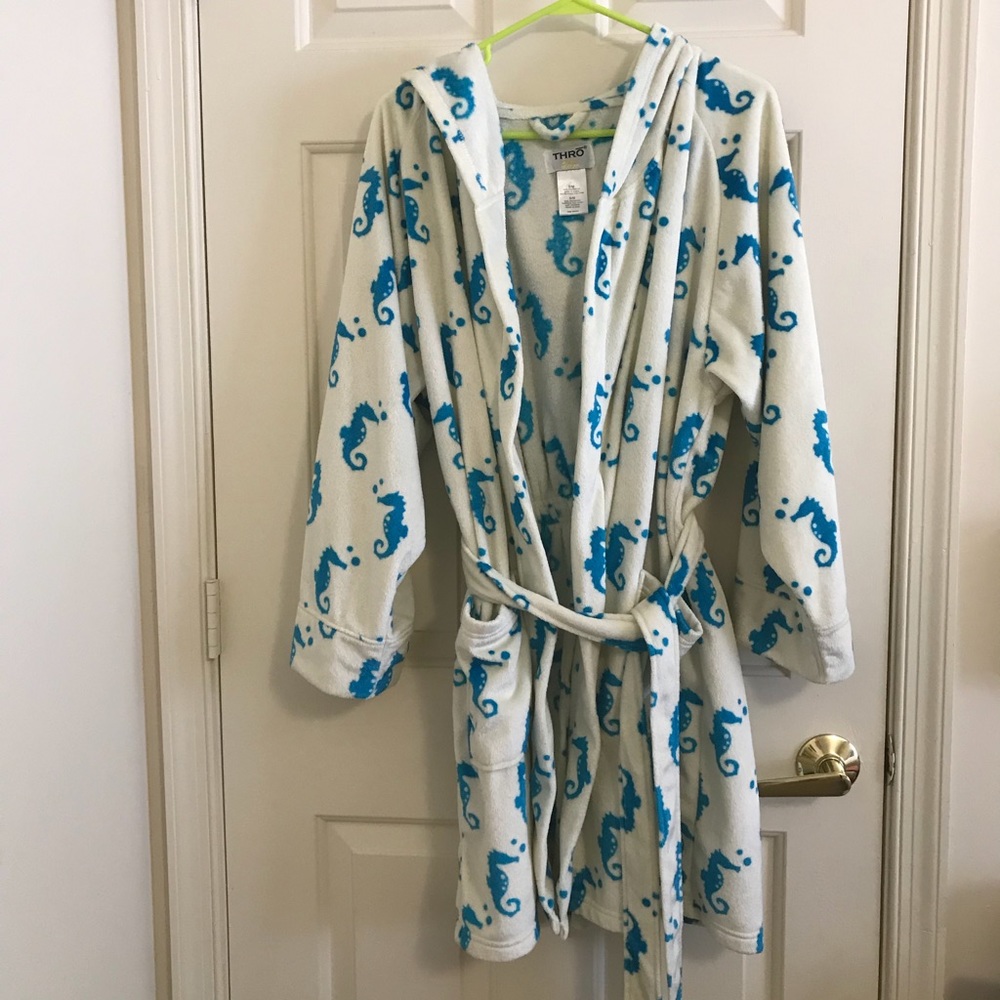 Seahorse Print Plush Bathrobe